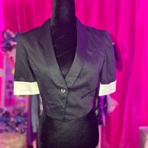 Women’s black and lavender crop blazer